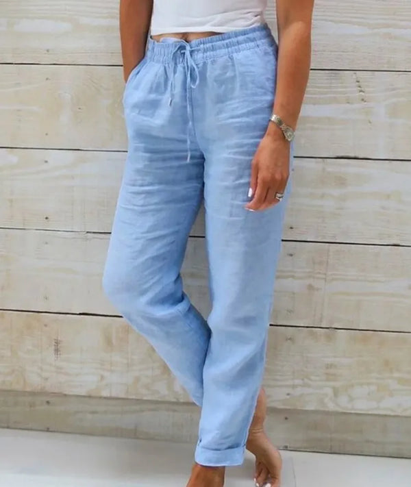 Comfy High-Waist Linen Pants