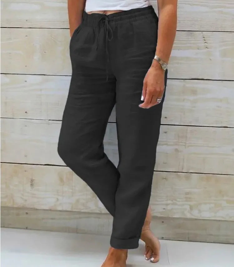 Comfy High-Waist Linen Pants