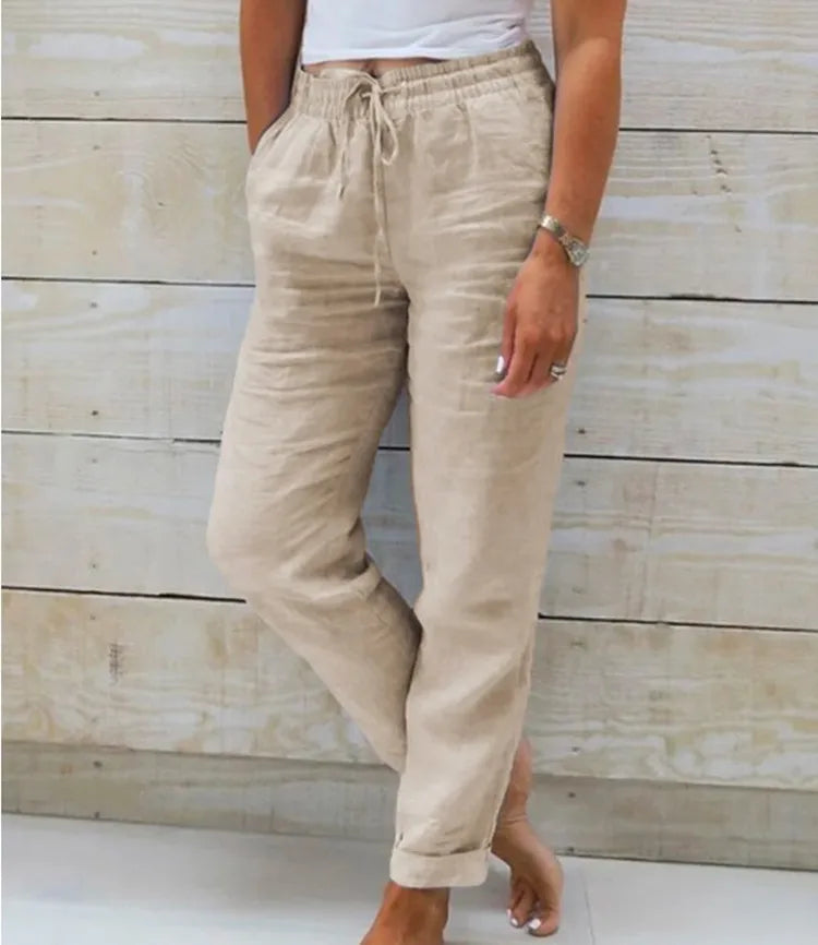 Comfy High-Waist Linen Pants