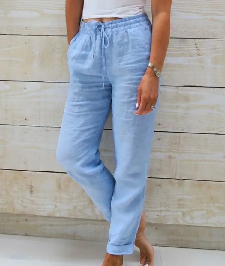 Comfy High-Waist Linen Pants